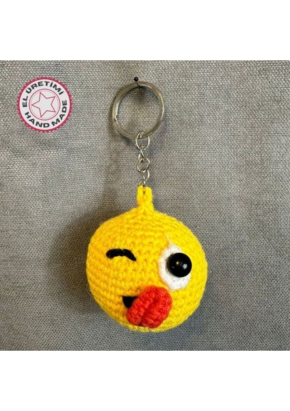 0689 El Yapımı Örgü Dil Çıkaran Emoji Model Anahtarlık