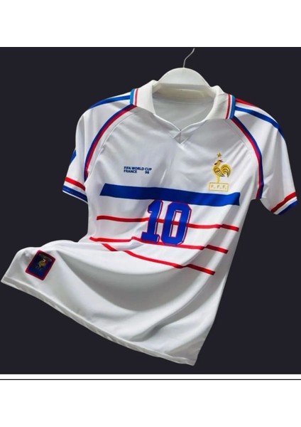 Fransa Nostaljı Zıdane Yakalı Özel Kumaş Yetişkin Futbol Forması