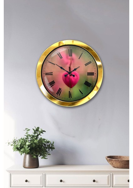 Hediyelik 36 cm Gold Metal Kalp Duvar Saati fiyatları