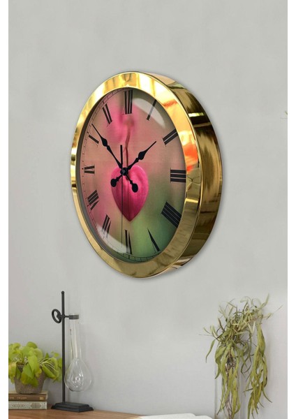 Hediyelik 36 cm Gold Metal Kalp Duvar Saati modelleri