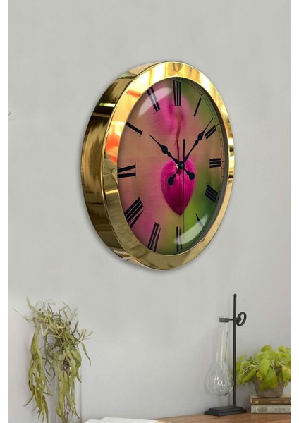 Hediyelik 36 cm Gold Metal Kalp Duvar Saati fırsatları