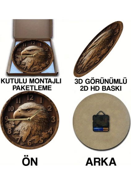 Sessiz Yuvarlak Ahşap Duvar Saati, Kuvars Hareketli 3D Görünümlü 2d Saat Sdw indirimleri