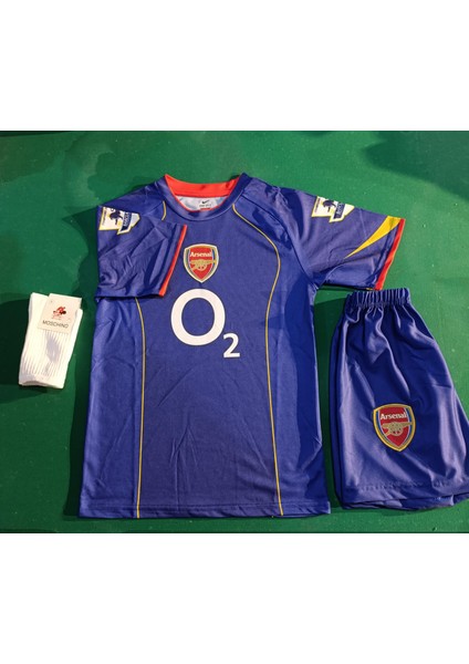 Arsanal Henry Nostaljı Mor Çocuk Futbol Forması 4lü Set Forma+Şort+Çorp+Bilrklik