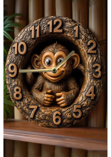 Sessiz Yuvarlak Ahşap Duvar Saati, Kuvars Hareketli 3D Görünümlü 2d Saat Sdw