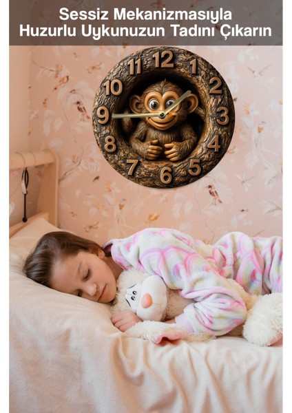 Sessiz Yuvarlak Ahşap Duvar Saati, Kuvars Hareketli 3D Görünümlü 2d Saat Sdw fırsatları