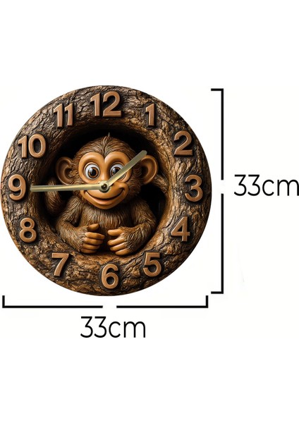 Sessiz Yuvarlak Ahşap Duvar Saati, Kuvars Hareketli 3D Görünümlü 2d Saat Sdw