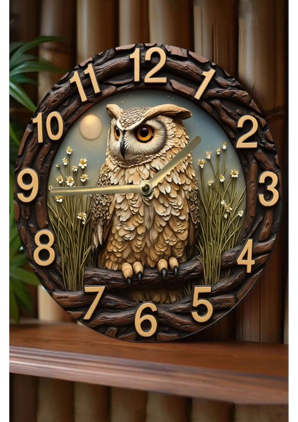 Sessiz Yuvarlak Ahşap Duvar Saati, Kuvars Hareketli 3D Görünümlü 2d Saat Sdw