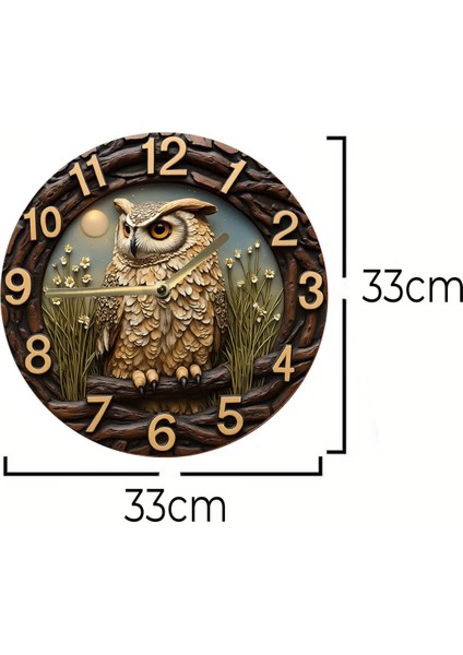 Sessiz Yuvarlak Ahşap Duvar Saati, Kuvars Hareketli 3D Görünümlü 2d Saat Sdw