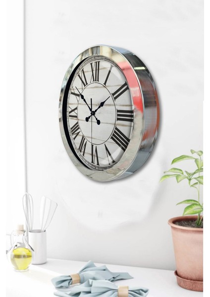 Hediyelik 36 cm Krom Metal Roma Rakamlı Duvar Saati fiyatları