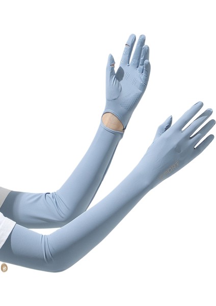 Yaz Uzun Buz Ipek Güneş Koruyucu Eldiven Kadın Yaz Anti-Ultraviyole Manşet Dış Mekan Seyahat Naylon Kapak Soğuk Buz Kollu (Yurt Dışından)