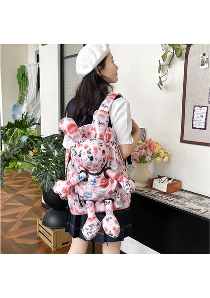 Tavşan Öğrenci Okul Çantası Moda Trendi Lise Öğrencisi Sırt Çantası (Yurt Dışından) fırsatları