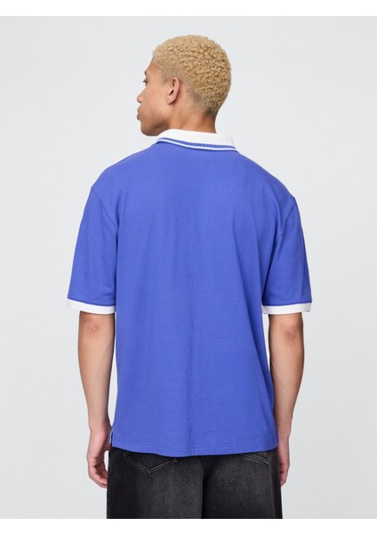 Erkek Mavi Athletic Gap Logo Pique Polo T-Shirt fırsatları