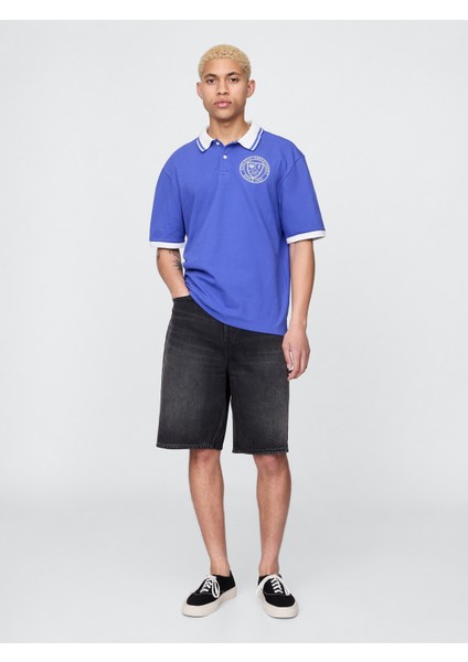 Erkek Mavi Athletic Gap Logo Pique Polo T-Shirt indirimleri
