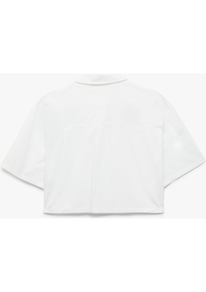 Pamuklu Kısa Kollu Klasik Yaka Crop Poplin Gömlek fiyatları