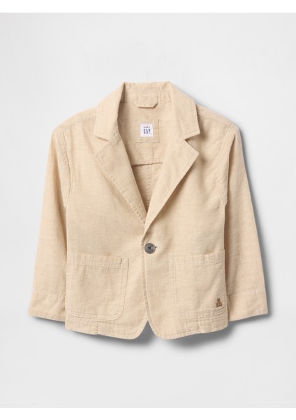 Erkek Bebek Bej Keten Karışımlı Blazer Ceket