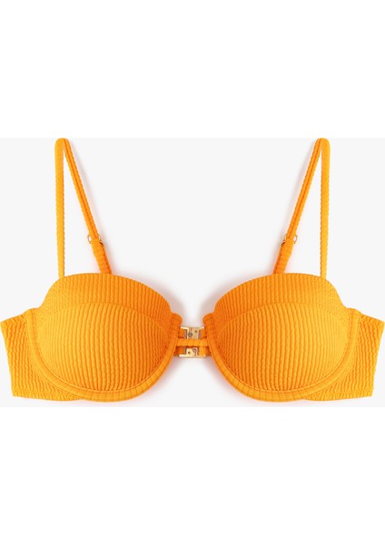 Çıkarılabilir Askılı Dokulu Balenli Straplez Bikini Üst
