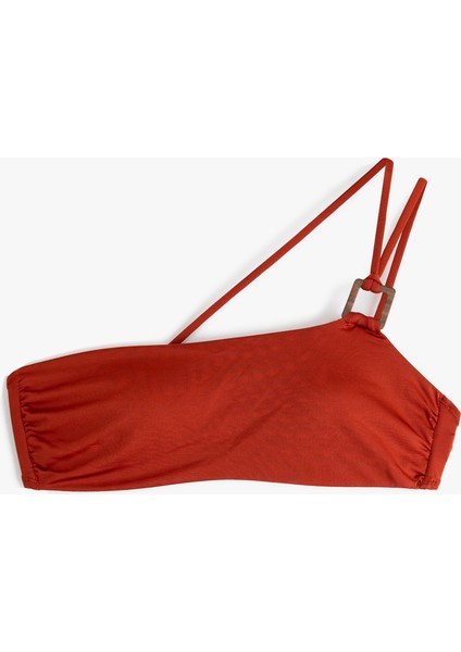 Hafif Destekli Astarlı Aksesuarlı Tek Omuz Bikini Üstü