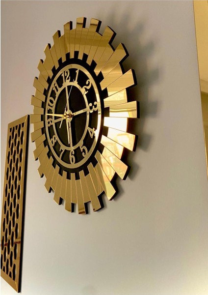 Dekoratif Duvar Saati 100 x 60 cm Gold 3 Lü Set 50 cm Türk Rakamlı Saat, 25X60 cm 2 Ad. Petek Tablo modelleri