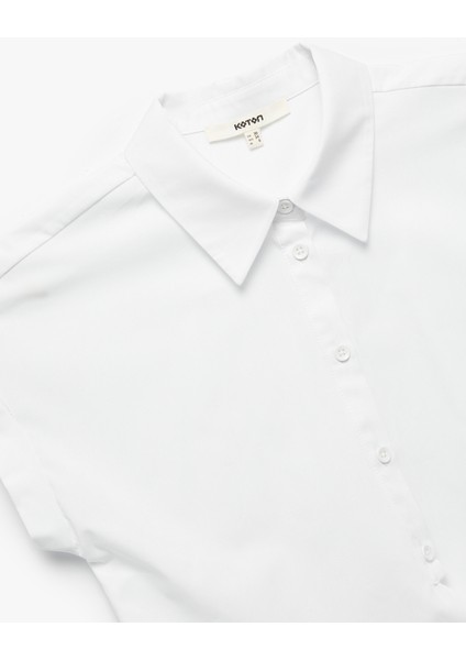 Pamuklu Kısa Kap Kollu Asimetrik Kesim Önden Bağlama Detaylı Gömlek modelleri