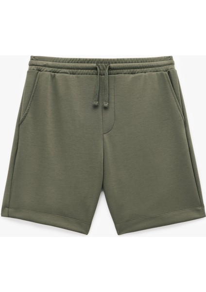 Viskon Karışımlı Scuba Kumaş Beli Bağcıklı Bermuda Şort modelleri