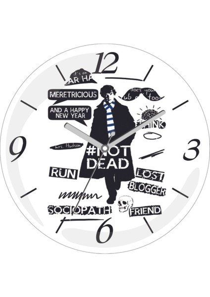 Sherlock Holmes Not Dead Bombeli Gerçek Cam Duvar Saati