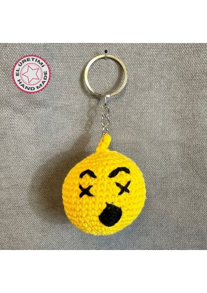 4379 El Yapımı Örgü Dizzy Face - Başı Dönen Emoji Anahtarlık