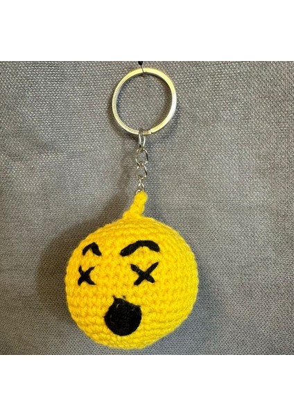 4379 El Yapımı Örgü Dizzy Face - Başı Dönen Emoji Anahtarlık