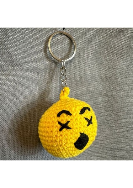 4379 El Yapımı Örgü Dizzy Face - Başı Dönen Emoji Anahtarlık