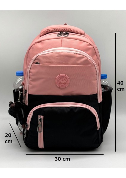 Ilk Okul Çantası 3'lü Seti Unisex Çocuk Ilkokul Çantası LDC-8010 Pudra-Siyah modelleri