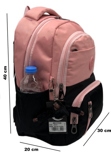 Ilk Okul Çantası 3'lü Seti Unisex Çocuk Ilkokul Çantası LDC-8010 Pudra-Siyah fırsatları