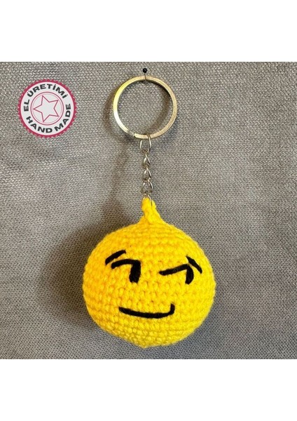 9180 El Yapımı Örgü Gülümseyen Emoji Model Anahtarlık