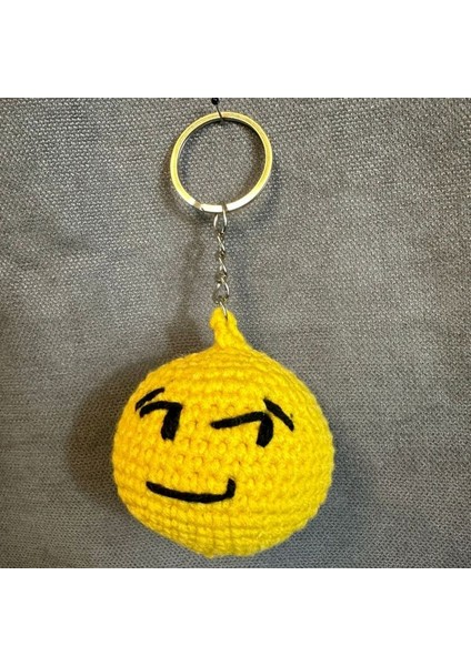 9180 El Yapımı Örgü Gülümseyen Emoji Model Anahtarlık