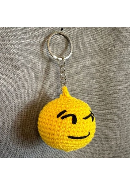 9180 El Yapımı Örgü Gülümseyen Emoji Model Anahtarlık