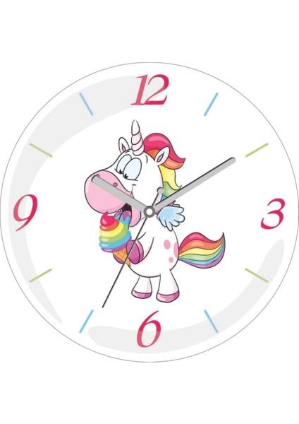 Unicorn Bebe Sessiz Akar Bombeli Gerçek Cam Duvar Saati