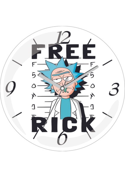 Free Rick Sessiz Akar Bombeli Gerçek Cam Duvar Saati