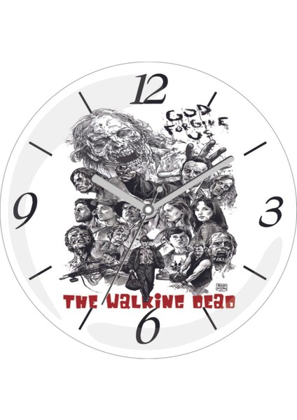 The Walking Dead Karakalem Sessiz Bombeli Gerçk Cam Duvar Saati