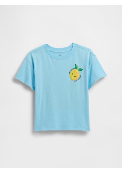 Kız Çocuk Mavi Jersey T-Shirt