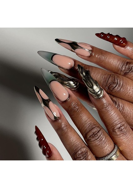 3D Giyme Zırh Fransız Y2K Pun Stili Tırnak Bitmiş Ürün (Yurt Dışından) fiyatları