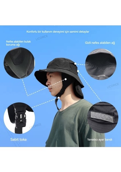 Açık Hava Güneş Şapkası UPF50 Büyük Siperlikli Çıkarılabilir Kova Şapka (Yurt Dışından) indirimleri