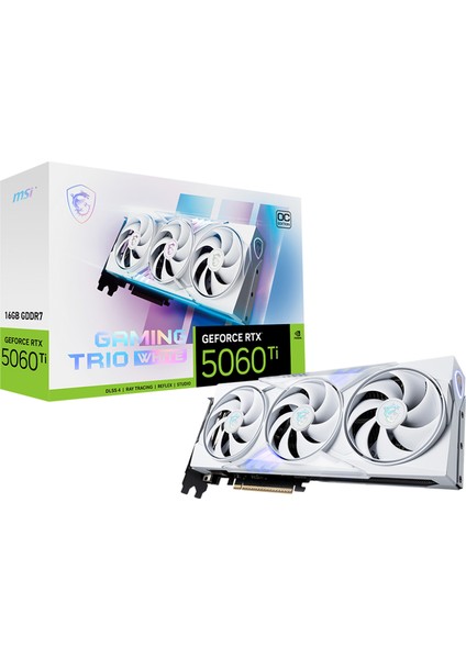 Msı VGA Geforce Rtx 5060 Tı 16G Gamıng Trıo Oc Whıte RTX5060TI 16GB Gddr7 128B DX12 Pcıe 5.0 X16 (3xdp 1xhdmı) Ekran Kartı