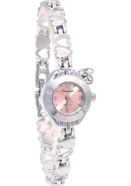 Birleşik Kalpli Yuvarlak Metal Vintage&retro Saat