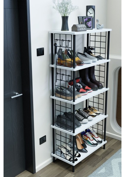 5 Raflı Telli Çevir Kur Çok Amaçlı Ayakkabılık ve Düzenleyici Raf Ünitesi Antre, Banyo, Balkon, Ofis