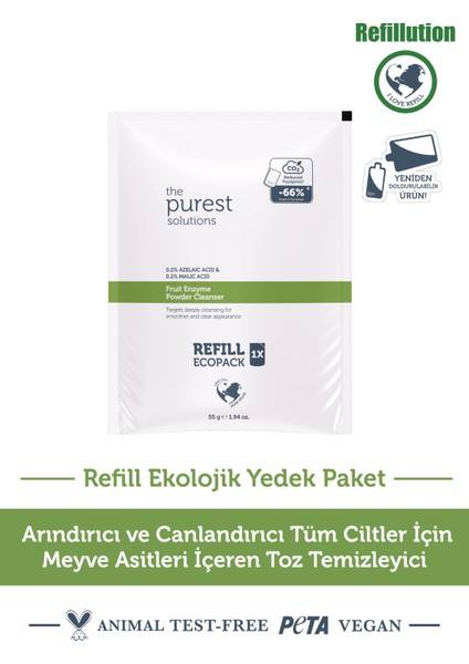 Refill Ekolojik Yedek Paket- Azelaik Asit Ve Malik Asit Enzim Toz Temizleyici 55 Gr
