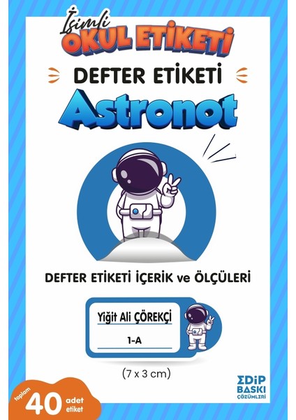 Astronot Defter Etiketi