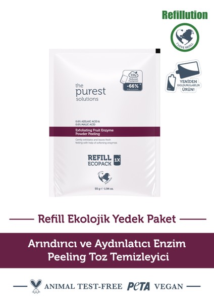 Arındırıcı ve Aydınlatıcı Enzim Peeling Toz Temizleyici 55 gr (%0,6 Azelaic Acid & Malic Acid)