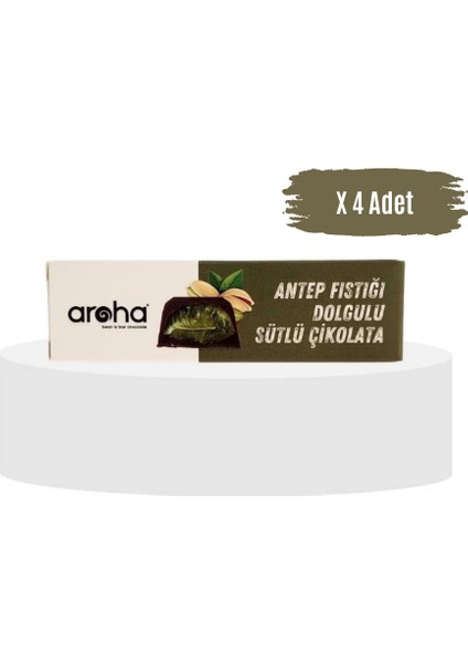 Dörtlü Avantaj Paket. Antep Fıstığı Dolgulu Sütlü Çikolata 38 g x 4 Adet