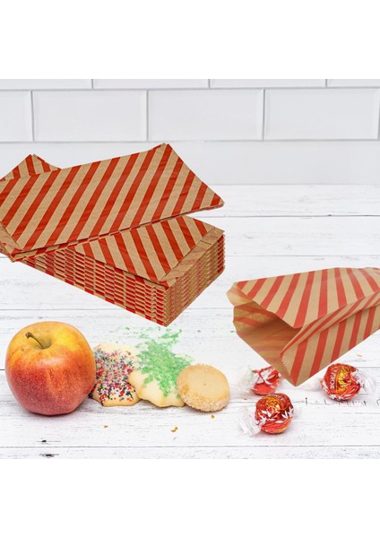 Körüklü Kraft Kese Kağıdı, Kırmızı Verev Desenli Şamua Hediye, Ambalaj Poşeti, 15X33 Cm, 1000 Adet modelleri