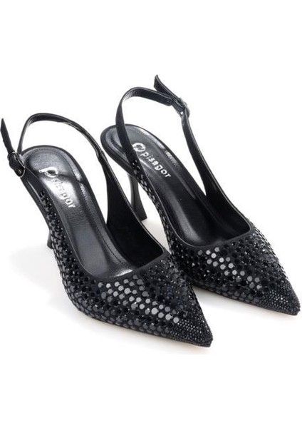 PS-32150 Kadın 7 cm Arkası Açık Abiye Stiletto Ayakkabı