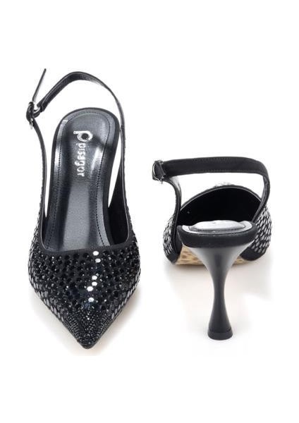 PS-32150 Kadın 7 cm Arkası Açık Abiye Stiletto Ayakkabı