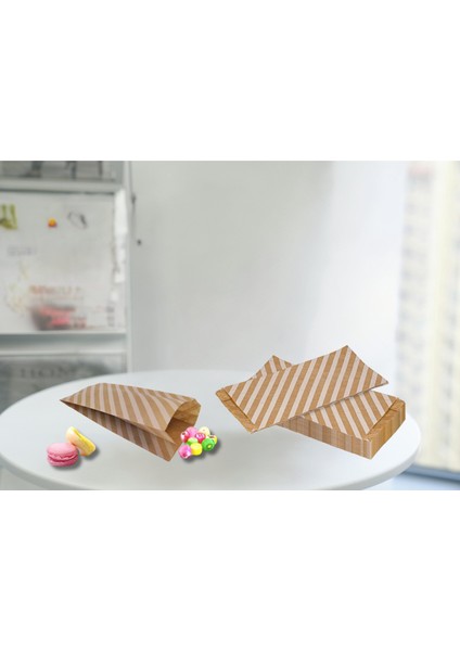 Körüklü Kraft Kese Kağıdı, Beyaz Verev Desenli Şamua Hediye, Ambalaj Poşeti, 15X33 Cm, 1000 Adet indirimleri